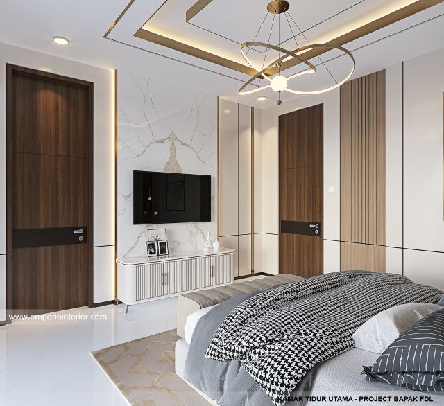 Desain Kamar Tidur Utama Rumah Modern 2 Lantai Bapak FDL dan Ibu I di Bontang, Kalimantan Timur