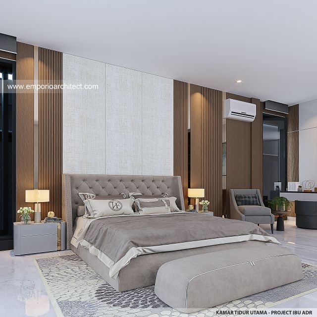 Desain Kamar Tidur Utama Rumah Modern 2 Lantai Ibu ADR di Alam Sutera, Tangerang