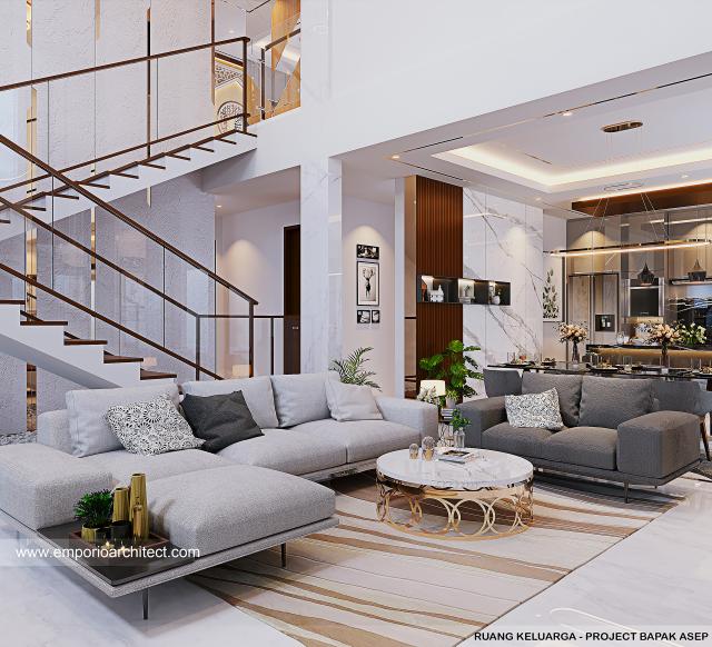 Desain Ruang Keluarga Rumah Modern 2 Lantai Bapak ASP di Ciamis, Jawa Barat