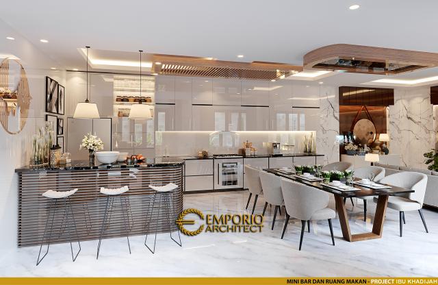Desain Mini Bar dan Ruang Makan Rumah Modern 2 Lantai Ibu Khadijah di Makassar, Sulawesi Selatan