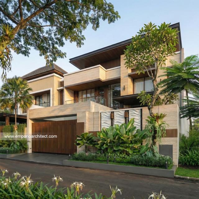 Desain Tampak Depan 2 Rumah Modern 2 Lantai Bapak JHN di Surabaya