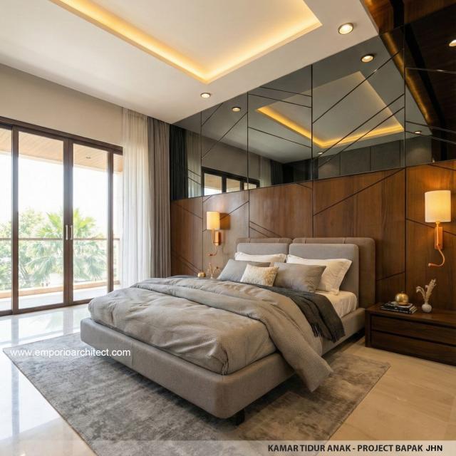 Desain Kamar Tidur Anak Rumah Modern 2 Lantai Bapak JHN di Surabaya