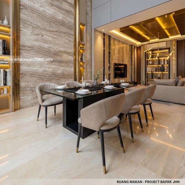 Desain Ruang Makan Rumah Modern 2 Lantai Bapak JHN di Surabaya