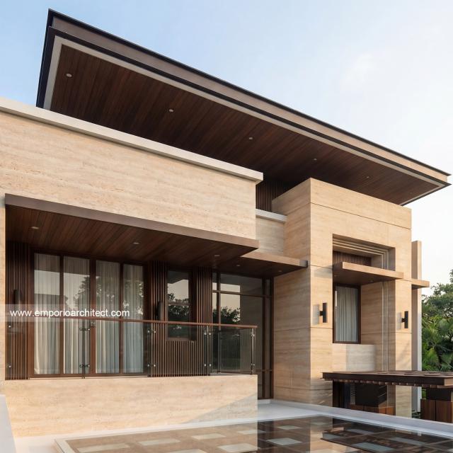 Desain Tampak Detail Depan 4 Rumah Modern 2 Lantai Bapak JHN di Surabaya