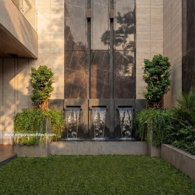 Desain Tampak Detail Belakang 3 Rumah Modern 2 Lantai Bapak JHN di Surabaya