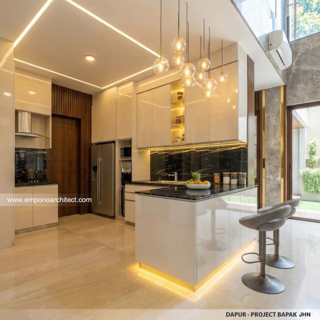 Desain Dapur Rumah Modern 2 Lantai Bapak JHN di Surabaya