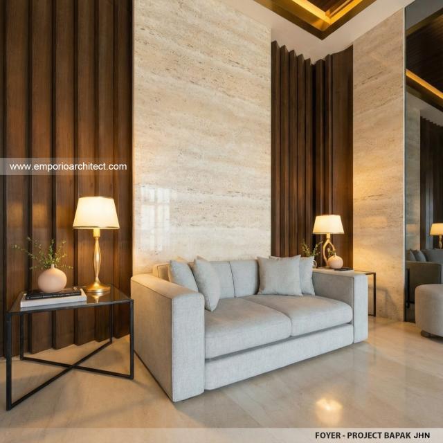 Desain Foyer Rumah Modern 2 Lantai Bapak JHN di Surabaya