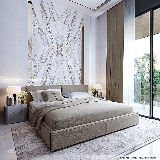 Desain Kamar Tidur Rumah Modern 2 Lantai Ibu MT di Jambi