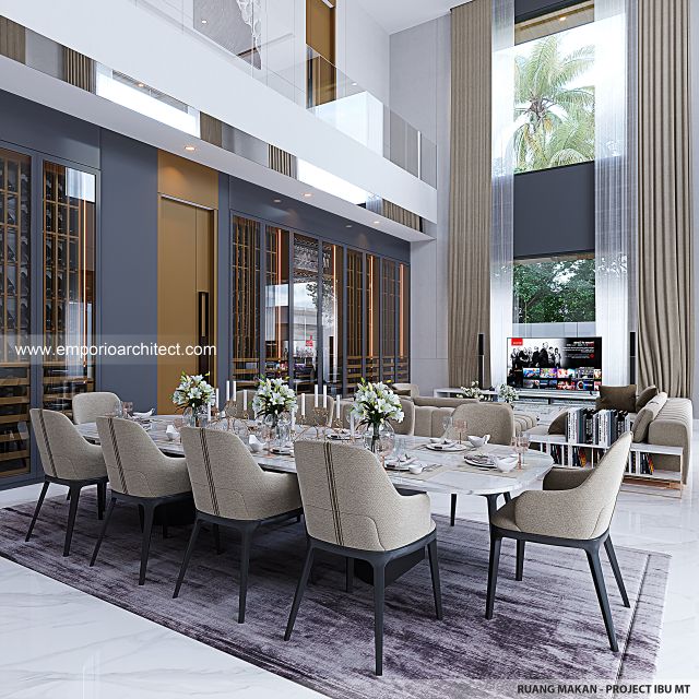 Desain Ruang Makan Rumah Modern 2 Lantai Ibu MT di Jambi