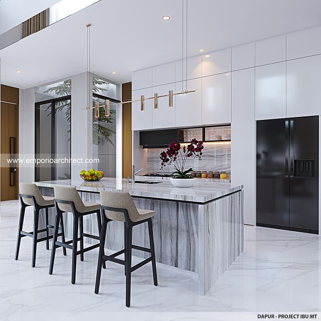 Desain Dapur Rumah Modern 2 Lantai Ibu MT di Jambi
