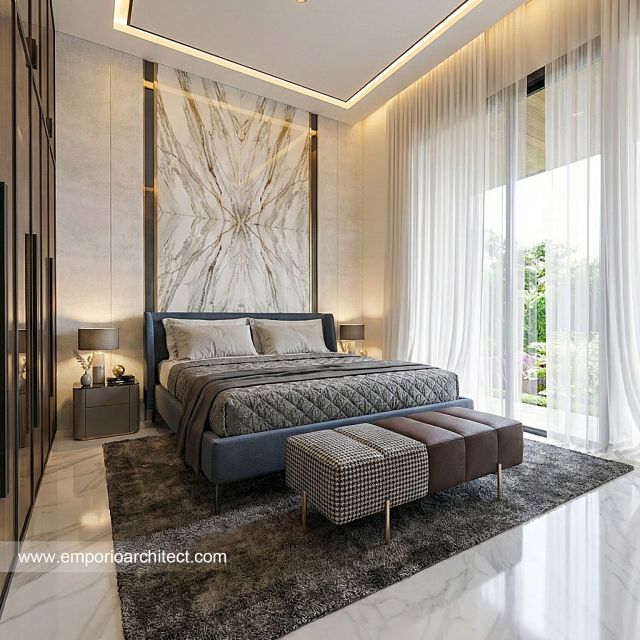 Desain Kamar Tidur Rumah Modern 2 Lantai Ibu MT di Jambi