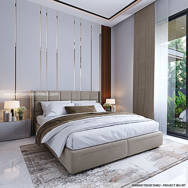 Desain Kamar Tidur Tamu Rumah Modern 2 Lantai Ibu MT di Jambi
