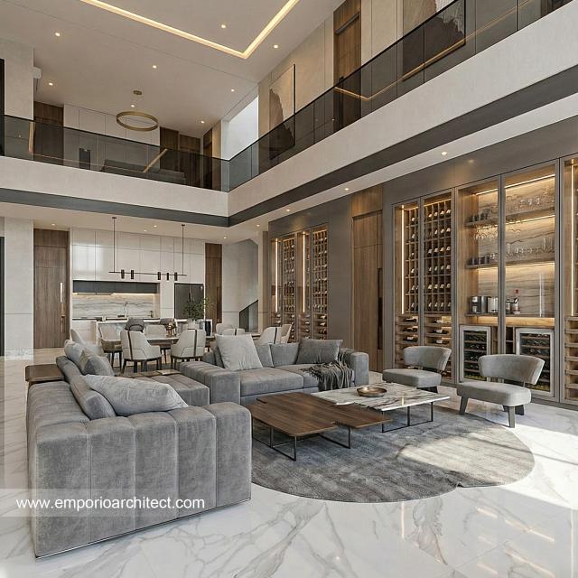 Desain Ruang Keluarga Rumah Modern 2 Lantai Ibu MT di Jambi