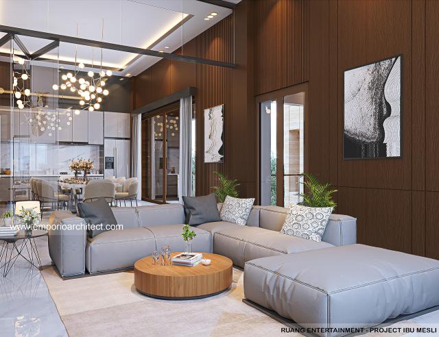 Desain Ruang Entertainment Rumah Modern 2 Lantai Ibu MLI di PIK, Jakarta Utara