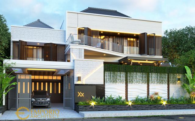 Desain Tampak Depan Dengan Pagar Rumah Modern 2 Lantai Ibu Diana di Bandar Lampung