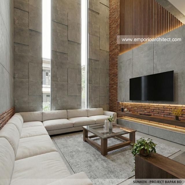 Desain Sunken Rumah Modern 2 Lantai Bapak BD di BSD, Tangerang Selatan