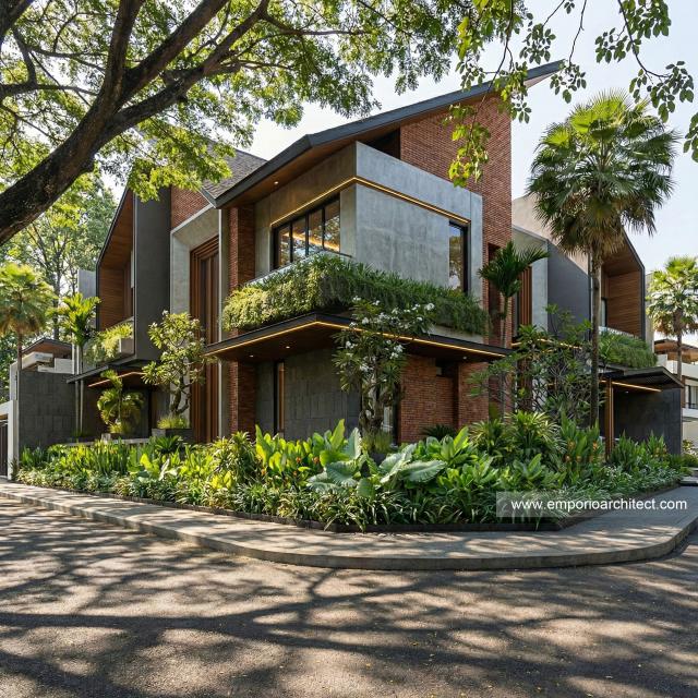 Desain Tampak Hook Rumah Modern 2 Lantai Bapak BD di BSD, Tangerang Selatan