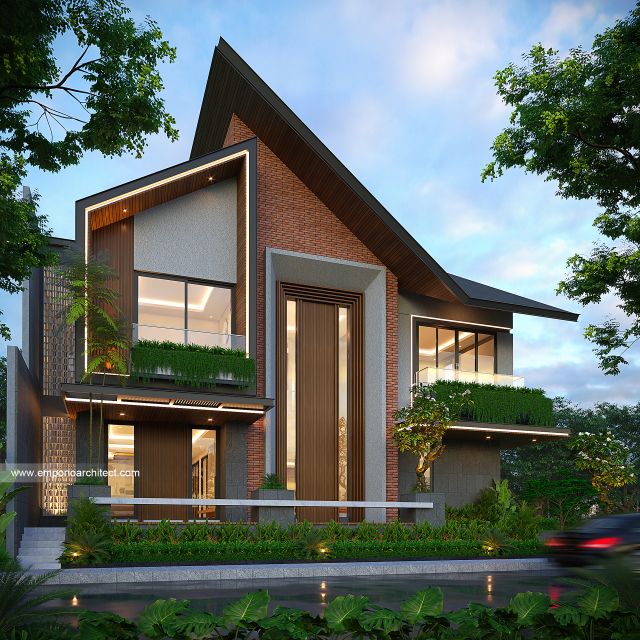 Desain Tampak Samping Rumah Modern 2 Lantai Bapak BD di BSD, Tangerang Selatan
