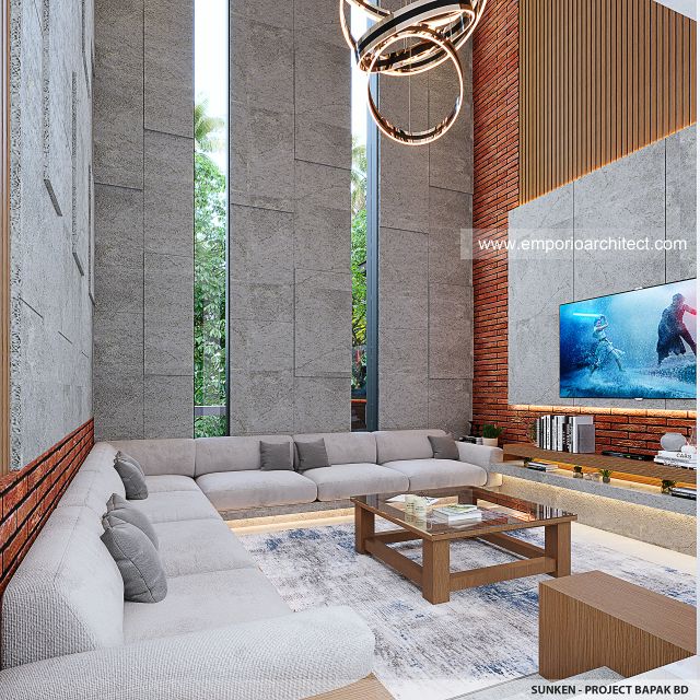 Desain Sunken Rumah Modern 2 Lantai Bapak BD di BSD, Tangerang Selatan