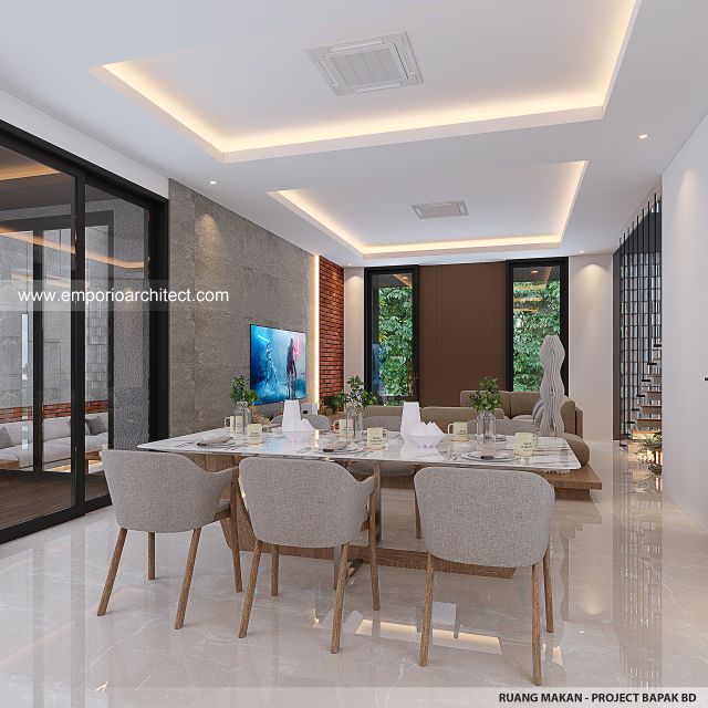 Desain Ruang Makan Rumah Modern 2 Lantai Bapak BD di BSD, Tangerang Selatan