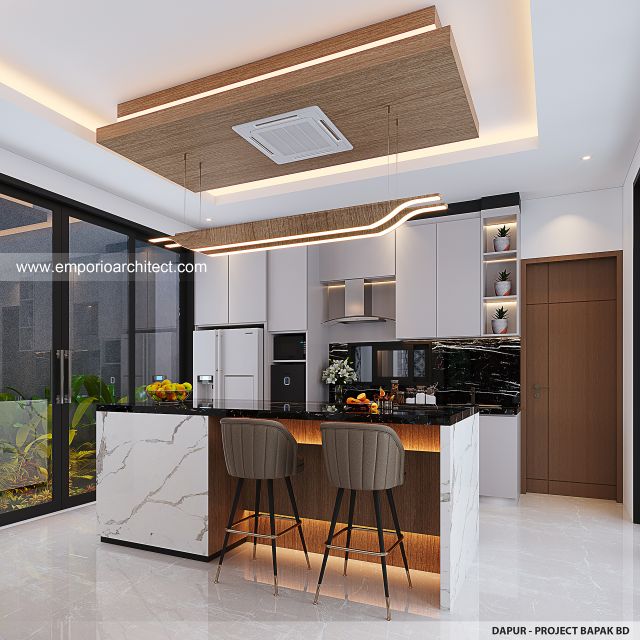 Desain Dapur Rumah Modern 2 Lantai Bapak BD di BSD, Tangerang Selatan