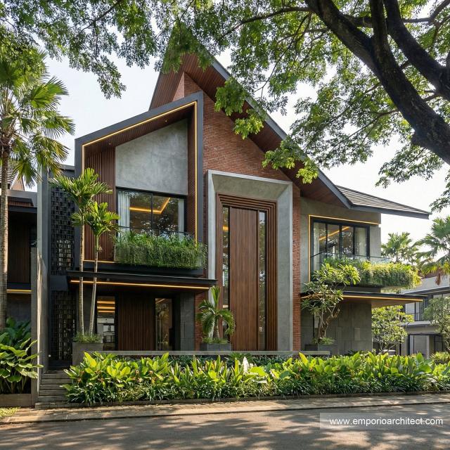 Desain Tampak Samping Rumah Modern 2 Lantai Bapak BD di BSD, Tangerang Selatan
