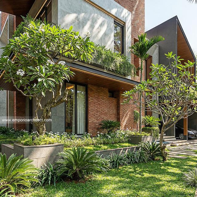 Desain Tampak Detail Depan 3 Rumah Modern 2 Lantai Bapak BD di BSD, Tangerang Selatan