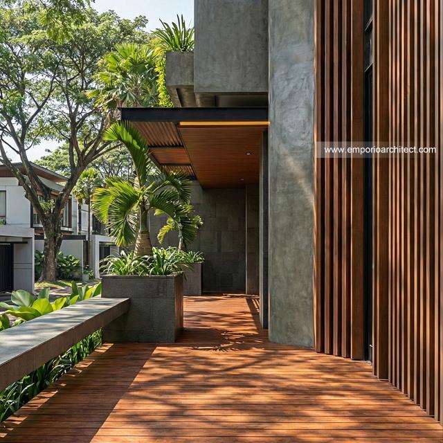 Desain Tampak Detail Samping Rumah Modern 2 Lantai Bapak BD di BSD, Tangerang Selatan