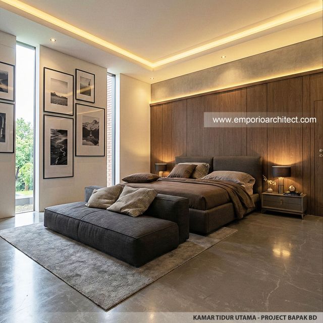 Desain Kamar Tidur Utama Rumah Modern 2 Lantai Bapak BD di BSD, Tangerang Selatan