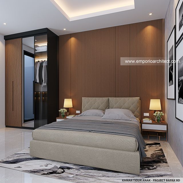 Desain Kamar Tidur Anak Rumah Modern 2 Lantai Bapak BD di BSD, Tangerang Selatan