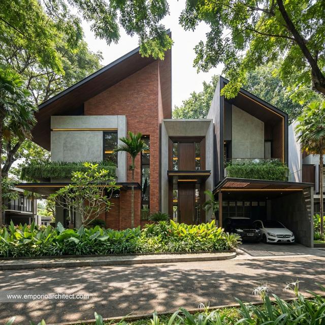 Desain Tampak Depan 2 Rumah Modern 2 Lantai Bapak BD di BSD, Tangerang Selatan