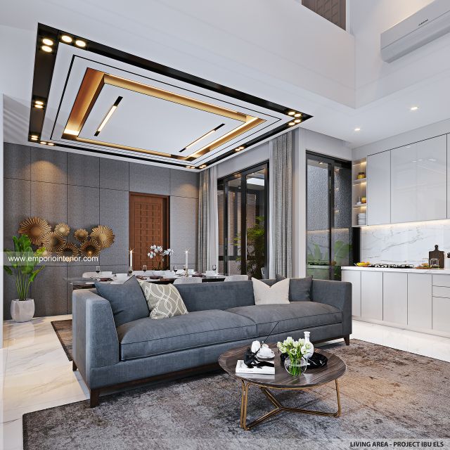 Desain Ruang Keluarga Rumah Modern 2 Lantai Ibu ELS di Bogor