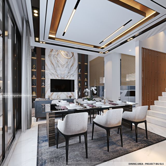 Desain Ruang Makan Rumah Modern 2 Lantai Ibu ELS di Bogor