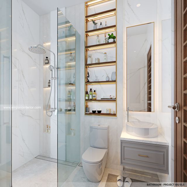 Desain Kamar Mandi Rumah Modern 2 Lantai Ibu ELS di Bogor