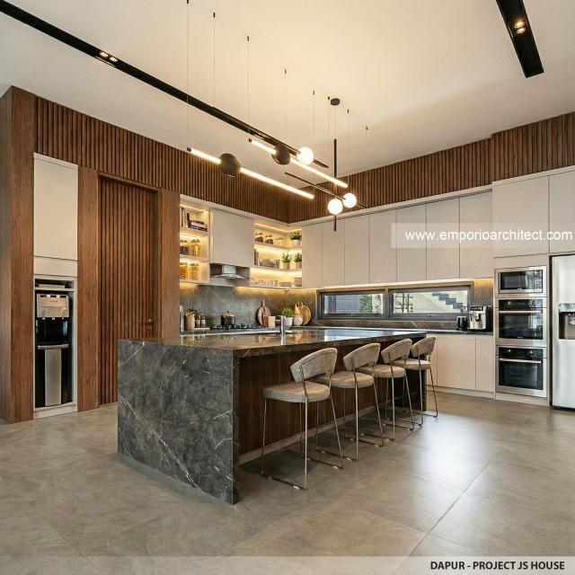 Desain Dapur Bangunan Utama JS House Modern 2 Lantai di Denpasar, Bali