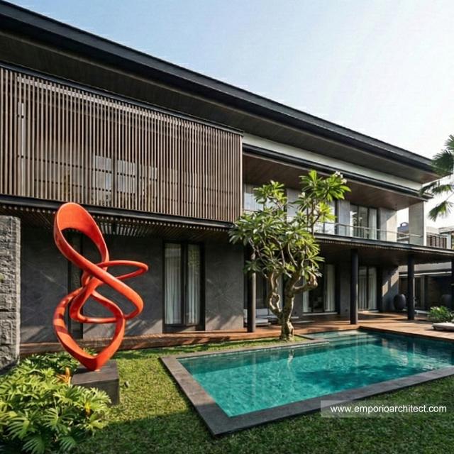 Desain Tampak Belakang Bangunan Utama JS House Modern 2 Lantai di Denpasar, Bali