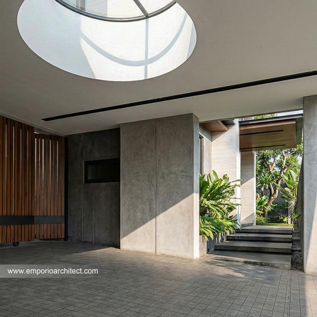 Desain Tampak Detail Depan 2 Bangunan Utama JS House Modern 2 Lantai di Denpasar, Bali