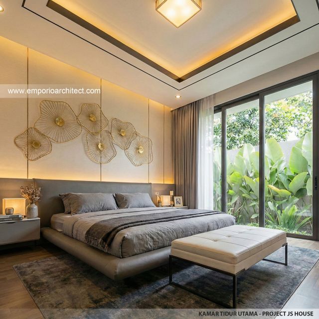 Desain Kamar Tidur Utama Bangunan Belakang JS House Modern 2 Lantai di Denpasar, Bali