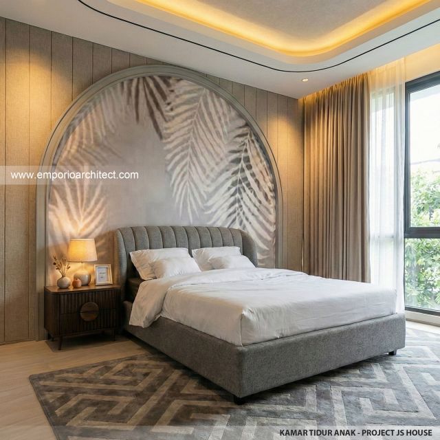 Desain Kamar Tidur Anak Bangunan Belakang JS House Modern 2 Lantai di Denpasar, Bali