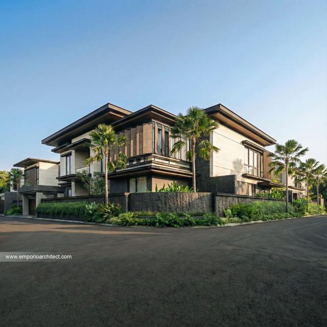 Desain Tampak Hook Bangunan Utama JS House Modern 2 Lantai di Denpasar, Bali