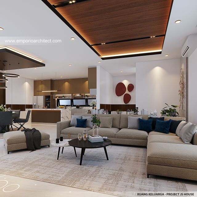 Desain Ruang Keluarga Bangunan Belakang JS House Modern 2 Lantai di Denpasar, Bali