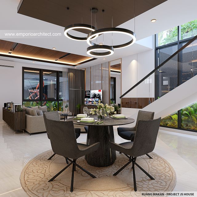 Desain Ruang Makan Bangunan Belakang JS House Modern 2 Lantai di Denpasar, Bali