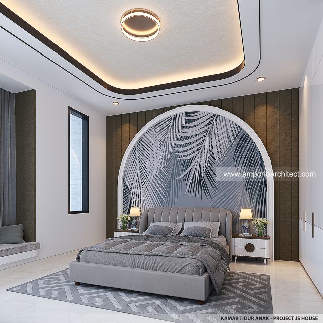Desain Kamar Tidur Anak Bangunan Belakang JS House Modern 2 Lantai di Denpasar, Bali