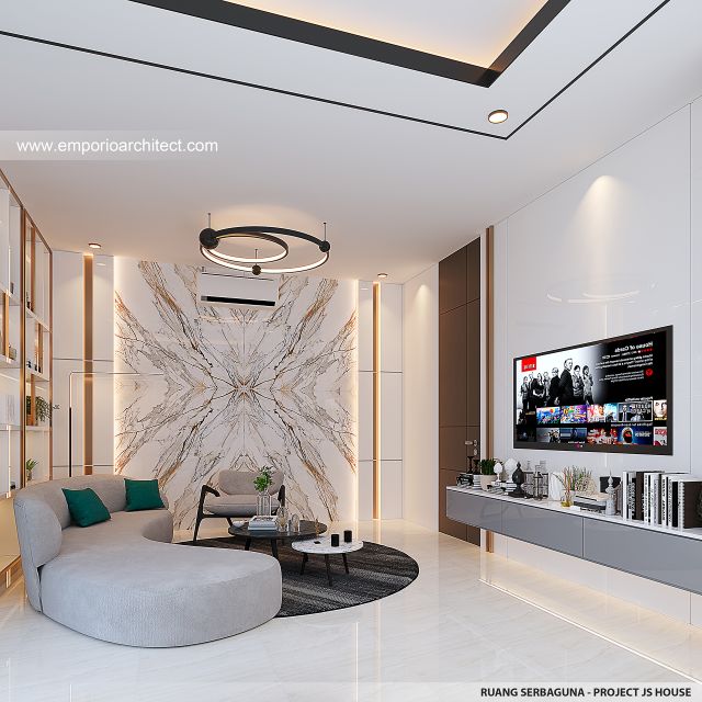 Desain Ruang Serbaguna Bangunan Belakang JS House Modern 2 Lantai di Denpasar, Bali