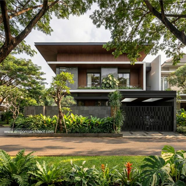 Desain Tampak Depan Rumah Modern 2 Lantai Bapak AT di Tangerang