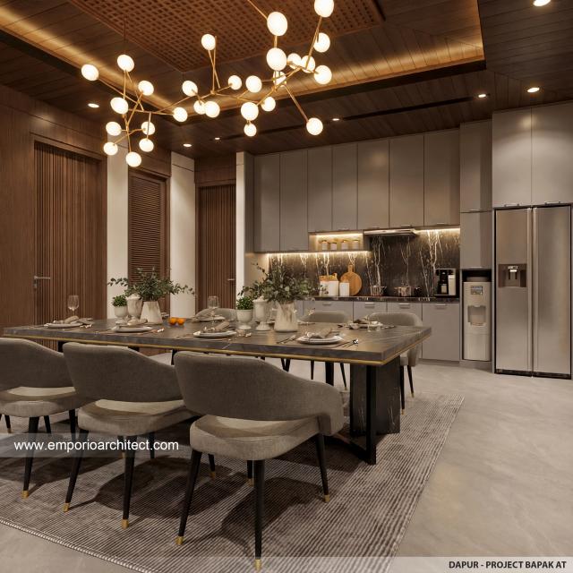 Desain Dapur dan Ruang Makan Rumah Modern 2 Lantai Bapak AT di Tangerang