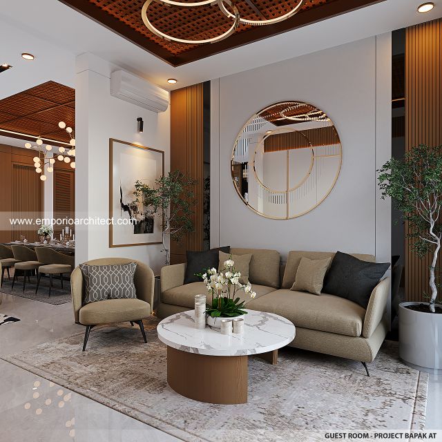 Desain Ruang Tamu Rumah Modern 2 Lantai Bapak AT di Tangerang