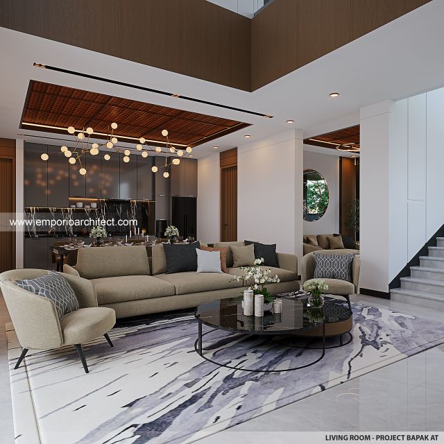 Desain Ruang Keluarga Rumah Modern 2 Lantai Bapak AT di Tangerang