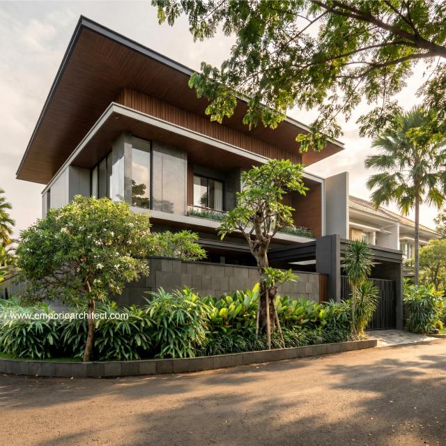 Desain Tampak Depan 3 Rumah Modern 2 Lantai Bapak AT di Tangerang