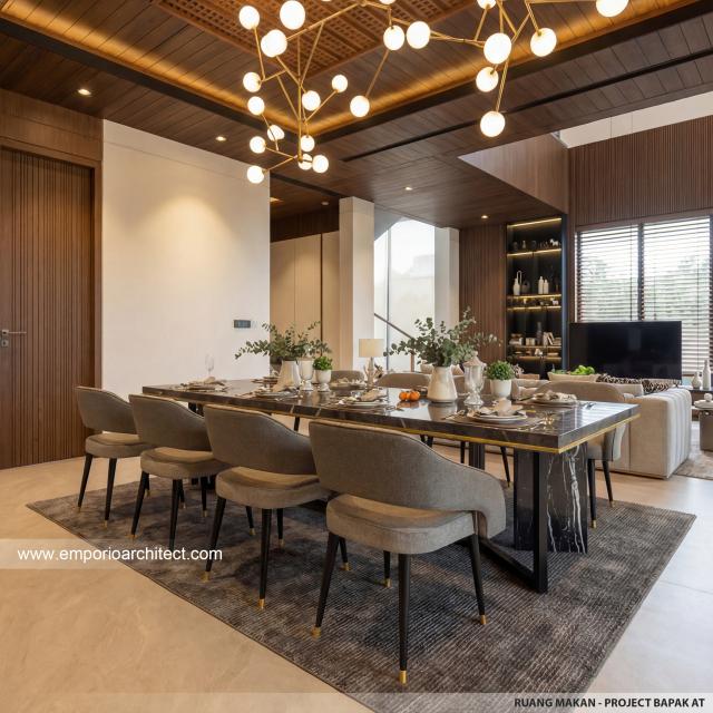 Desain Ruang Makan Rumah Modern 2 Lantai Bapak AT di Tangerang